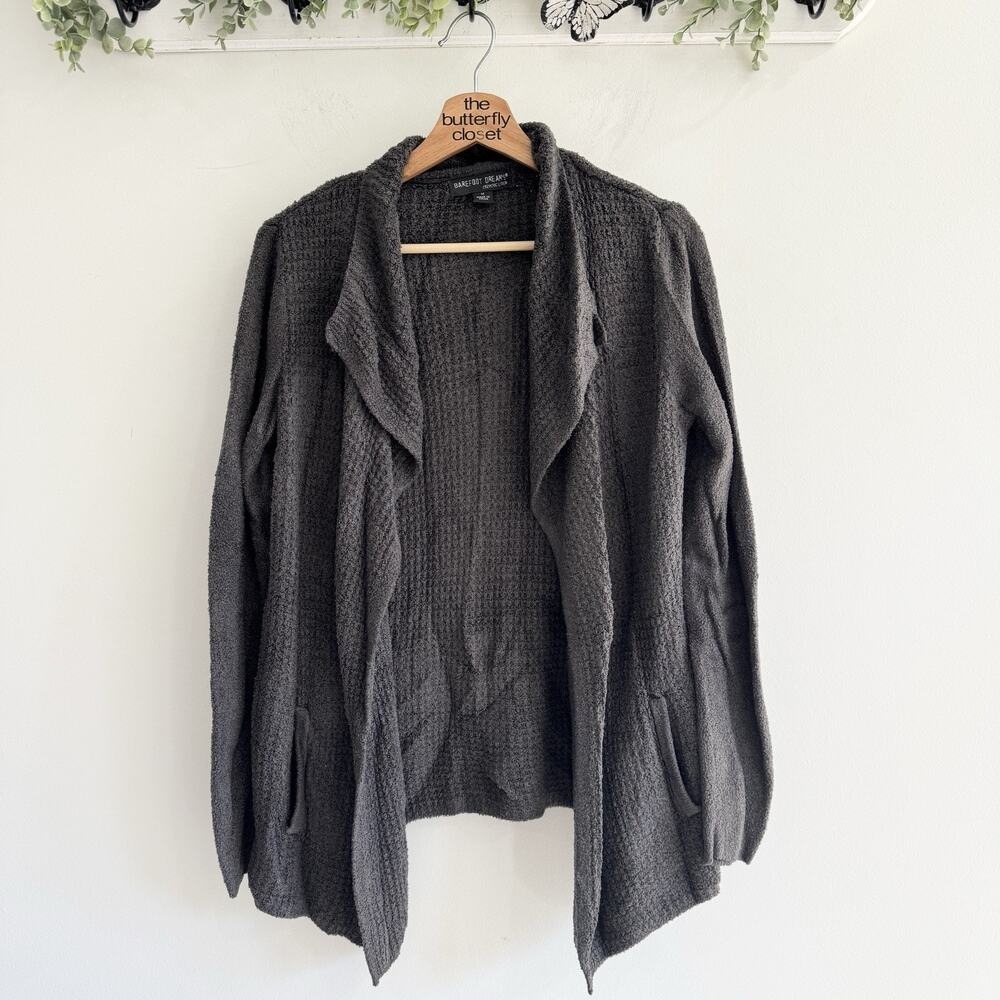 Barefoot Dream Cozy Lite Waterfall Draped Cardigan Dark Grey Medium KS
